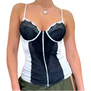 VICTORIA’s SECRET Vintage Black White Lace Bustier Top